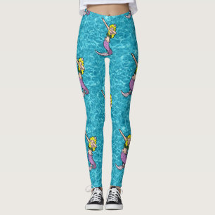 Legging sereia de dabbing loiro-do-mar