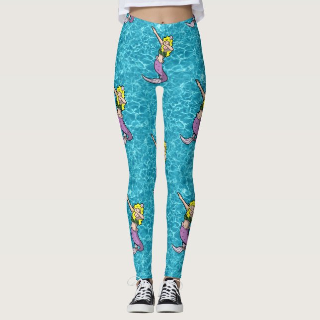 Legging sereia de dabbing loiro-do-mar (Frente)
