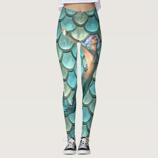 Legging Sereia Em Escalas De Cauda De Sereia (Frente)