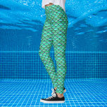Legging Sereia Escala Turquesa Padrão Verde<br><div class="desc">Padrão de escalas repetidas em verde-turquesa,  também disponível em rosa e roxo. Veste só por diversão ou faz uma fantasia de sereia excelente.</div>