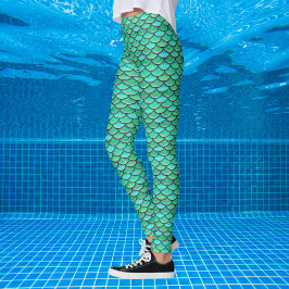 Legging Sereia Escala Turquesa Padrão Verde
