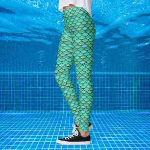Legging Sereia Escala Turquesa Padrão Verde