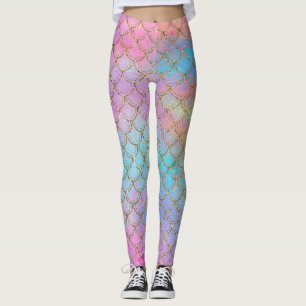 Legging Sereia Espalha Bonito Colorida Púrpura Rosa Rosa C