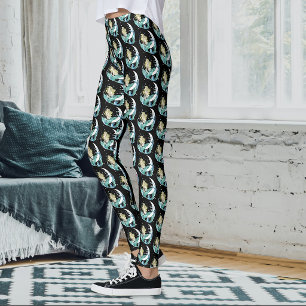 Legging Sereia Loira Lua Crescente Arte Deco Fantasia