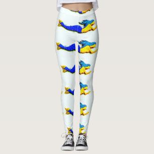 Legging sereias de rabo azul nadando