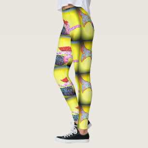 Legging sereias mosaicas cor-de-rosa Thunder_Cove amarela