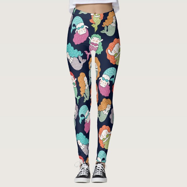 Legging Sereias: padrão balançoso e contínuo. (Frente)