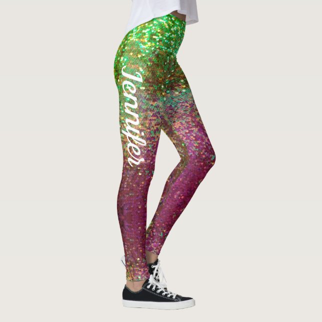 Legging Sereid Sparkle Scales Cor de Rosa NOME corrida Ver (Direita)