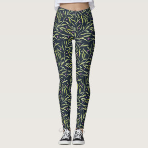 Legging Serenas Folhas Verdes com Flores Rosas