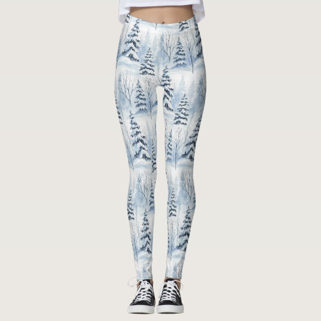 Legging Serenidade da Floresta de Inverno – Bosque Coberto (Frente)