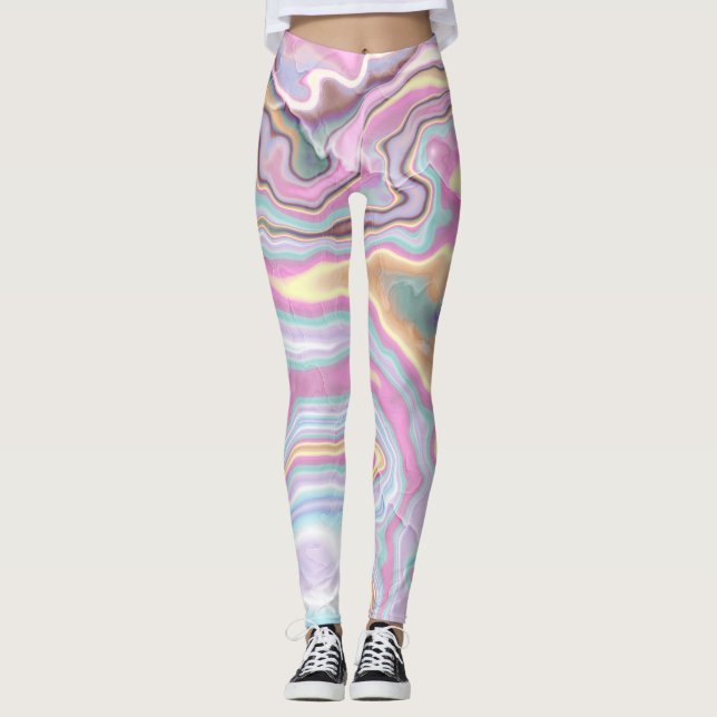 Legging Serenidade de Mármore Rosa Pastel (Frente)