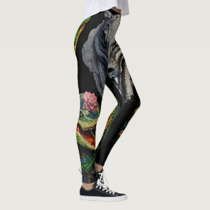 Legging "Serenidade de Sobek: Abstrato Crocodilo Tatuagem 