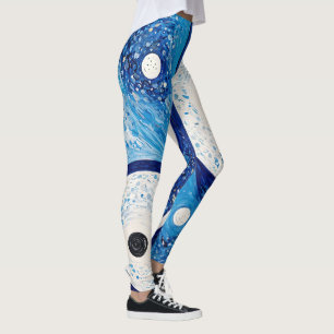 Legging Serenidade Geométrica: Yin Yang Azul e Branco