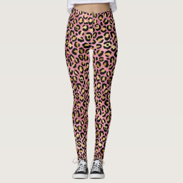 Legging Série de Design Leopardo Rosa e Dourado 15