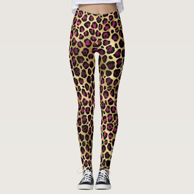 Legging Série Leopard Burgundy e Dourada Design 2 (Frente)