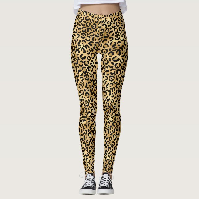 Legging Série Leopardo Azul e Dourado Design 2 (Frente)