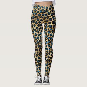 Legging Série Leopardo Azul e Dourado Design 4