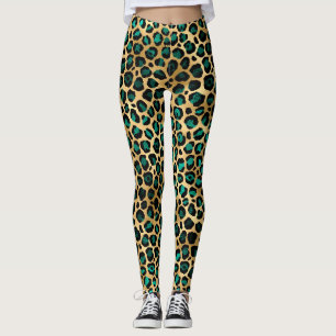 Legging Série Leopardo Teal e Dourada Design 14