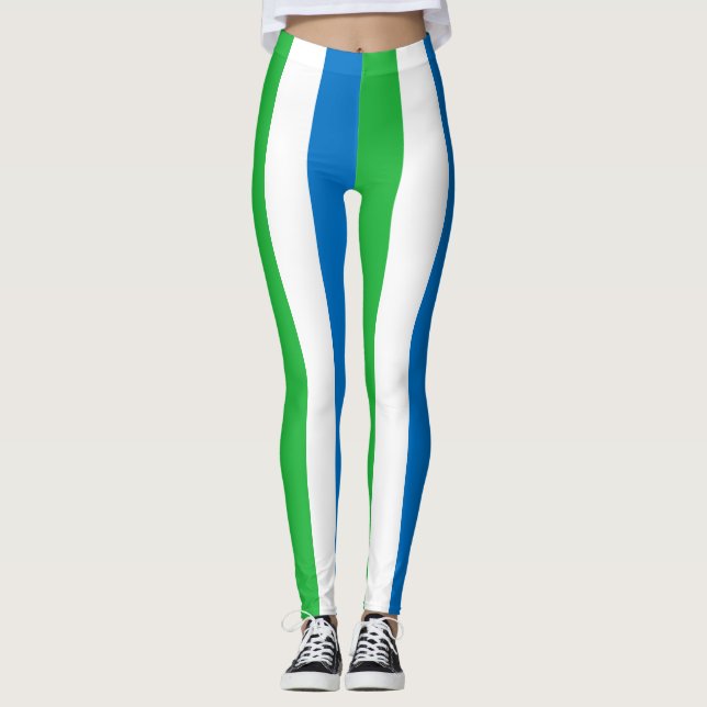 Legging Serra Leoa - Cores de Bandeiras Nacionais Verticai (Frente)