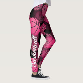 Legging seu texto personalizado sobre basquete rosa-menina