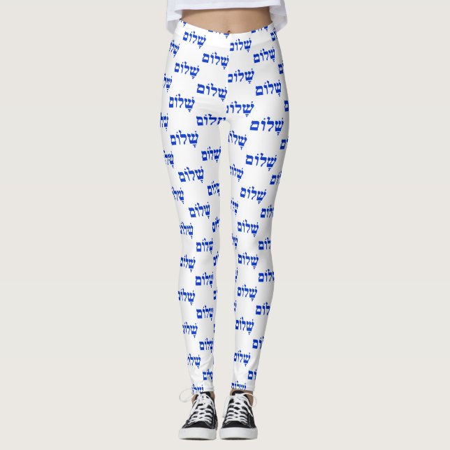 Legging Shalom em Azul no Fundo Branco (Frente)