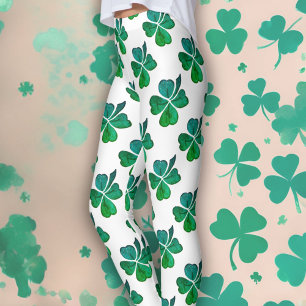 Legging Shamrock Clover Green Pattern Rua. Dia de Patrick