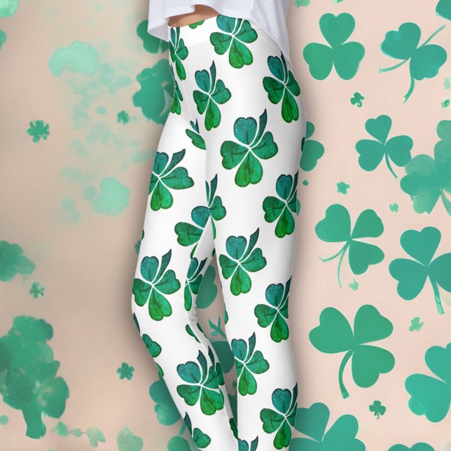 Legging Shamrock Clover Green Pattern Rua. Dia de Patrick (Criador carregado)