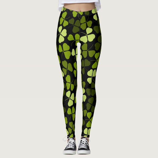 Legging Shamrock Clover Pattern Floral Rua Patrick. (Frente)