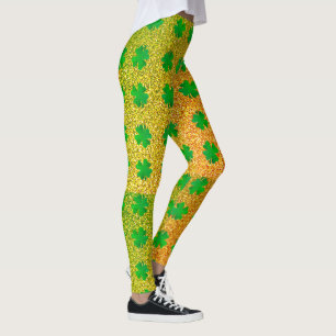 Legging Shamrock deixa o Dia de São Patrício Glitter reen