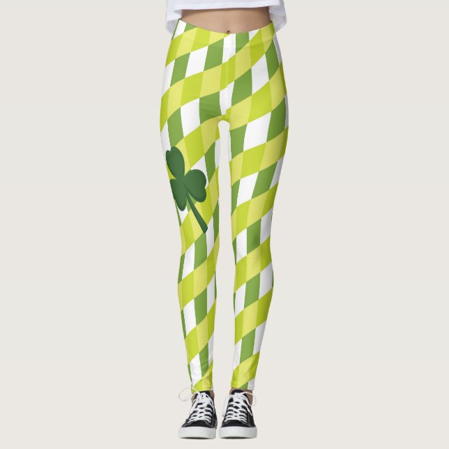 Legging Shamrock & Green Stripes - Seja irlandês por um di (Frente)
