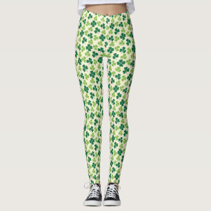 Legging Shamrock Lucky Clover Pattern Dia de São Patrício