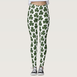 Legging Shamrock Shape Plaid Dark Green