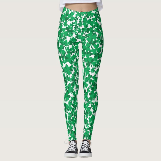 Legging Shamrocks do Dia de St Pattys (Frente)