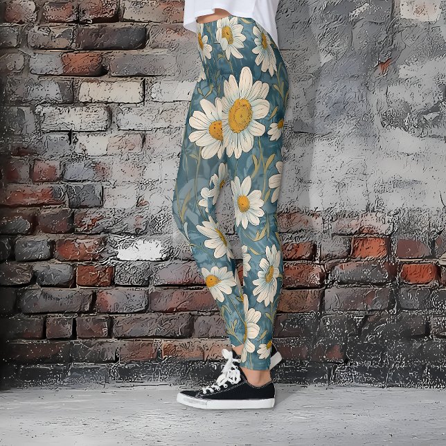 Legging Shasta Daisies (Art Nouveau Shasta Daisies Leggings)