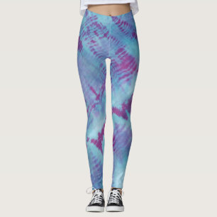 Legging Shibori Blue Purple Patterne Tie Dye