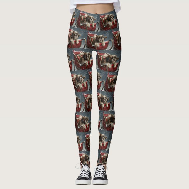 Legging Shih Tzu Dog Natal Festivo (Frente)