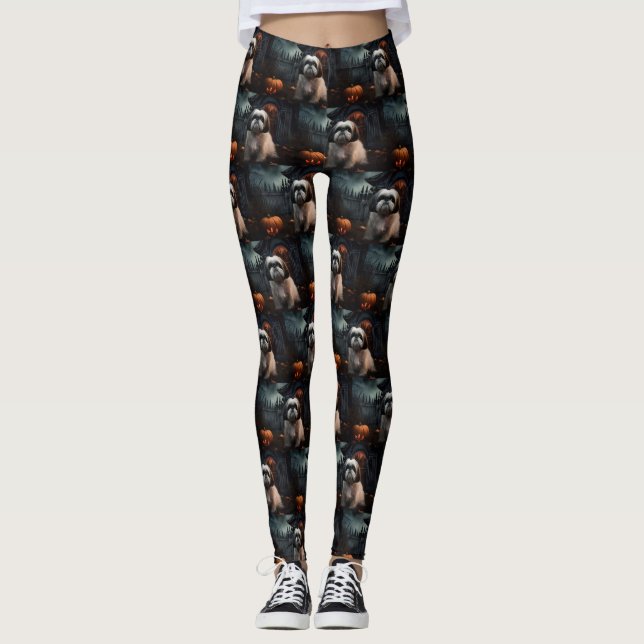 Legging Shih Tzu Halloween Assustador (Frente)