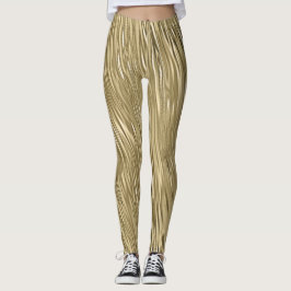 Legging Shimmer Metálico Dourado Faux Texturizado