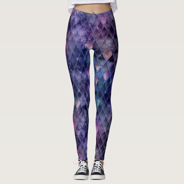 Legging Shimmering Roxo Ombre & Glitter Dragon Scales (Frente)