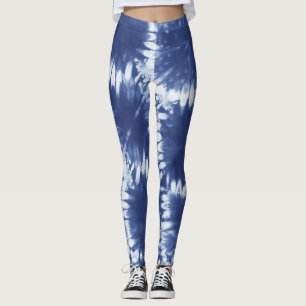 Legging Shobori Tie Dye Impressão Azul Padrão