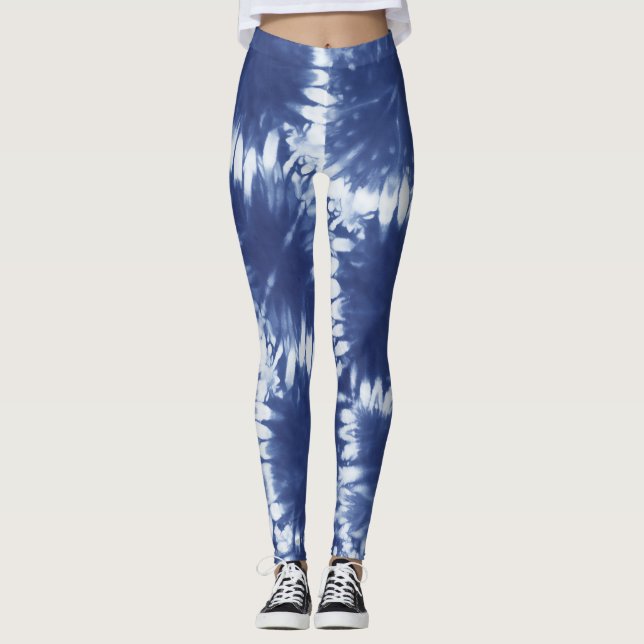 Legging Shobori Tie Dye Impressão Azul Padrão (Frente)