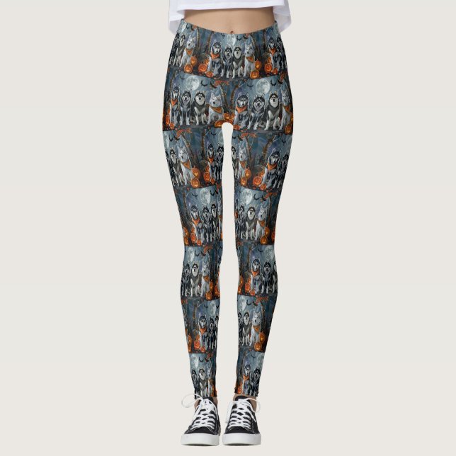Legging Siberian Husky Halloween Assustador  (Frente)
