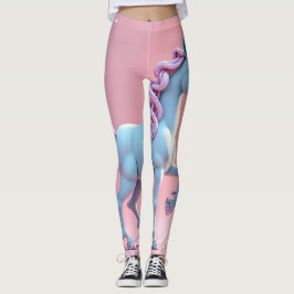 Legging Silhueta unicórnio brilhante em uma base rosa past