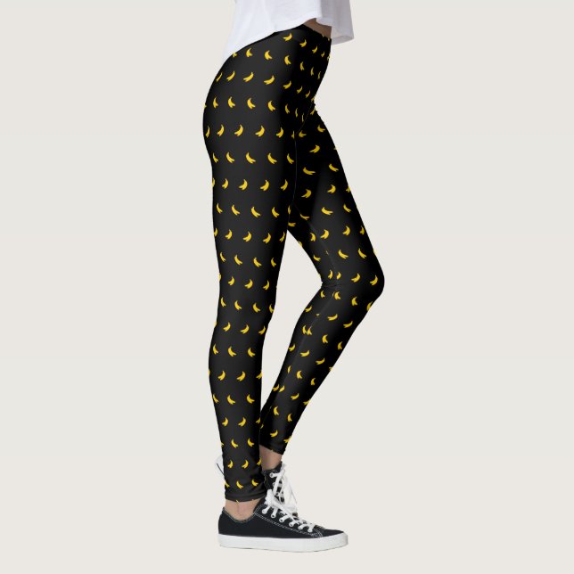 Legging Silhuetas de Bananas Amarelas Pequenas em Preto (Direita)