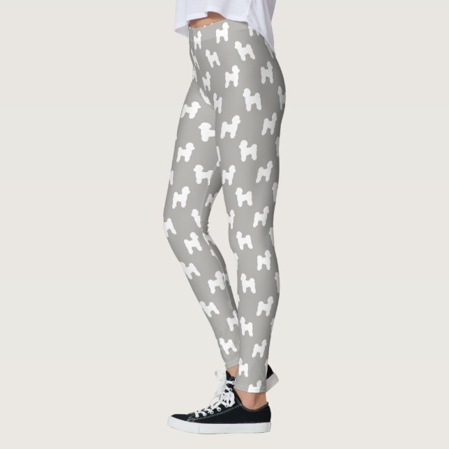 Legging Silhuetas de Cães Malteses Branco e Cinza (Esquerda)