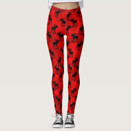 Legging Silhuetas no vermelho - caneleiras dos alces