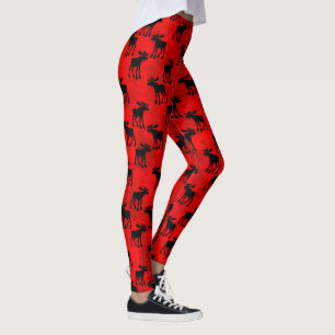 Legging Silhuetas no vermelho - caneleiras dos alces