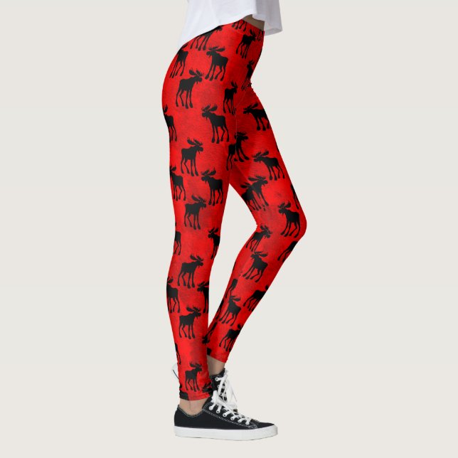 Legging Silhuetas no vermelho - caneleiras dos alces (Direita)