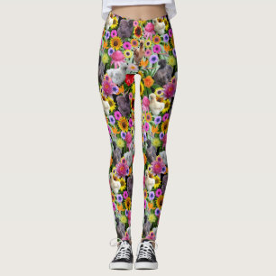 Legging Silkie Bantam Chickens Folhas Tropicais