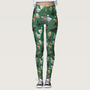 Legging Silkie Bantams Chickens no Emerald Green